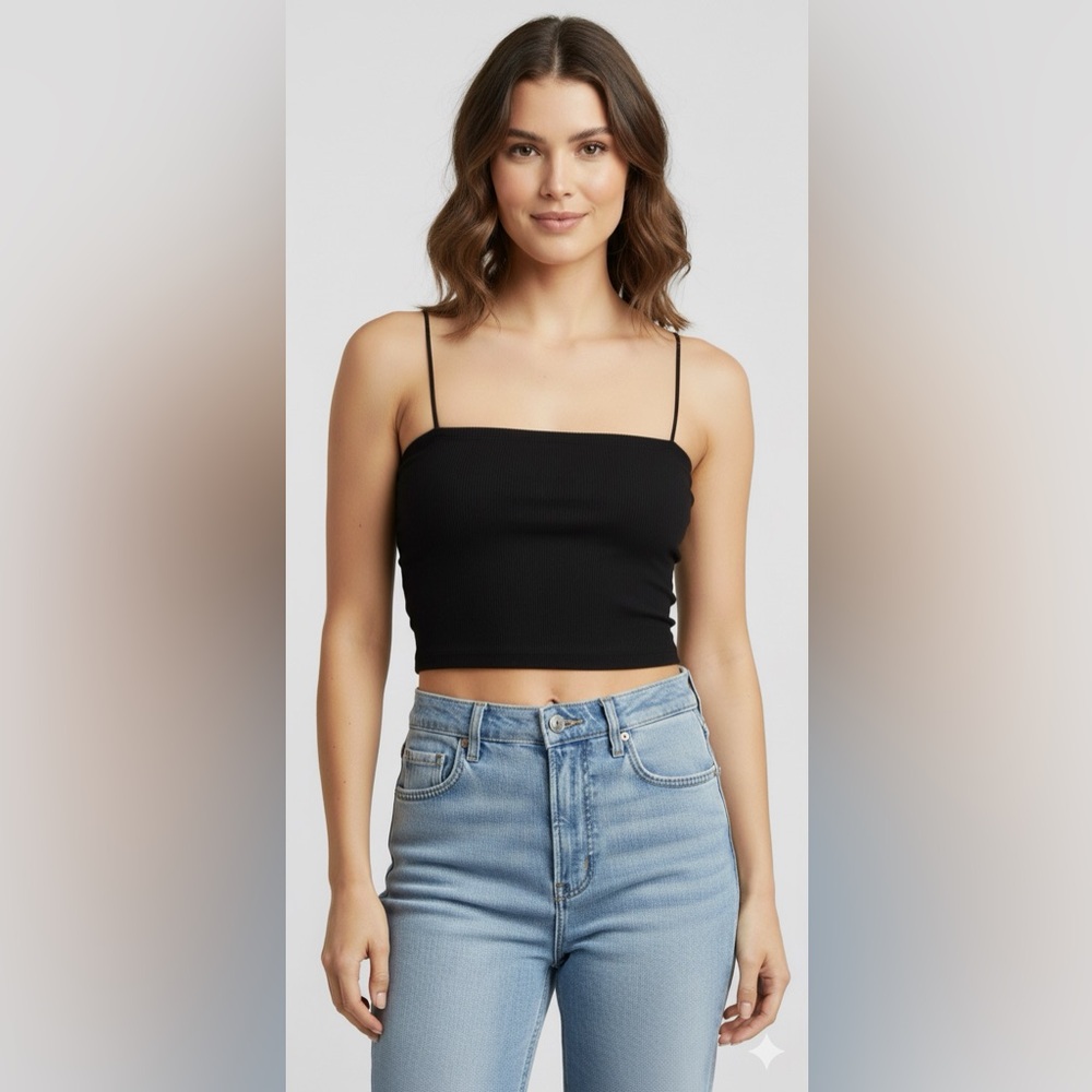 Divided Black cropped Camisole
